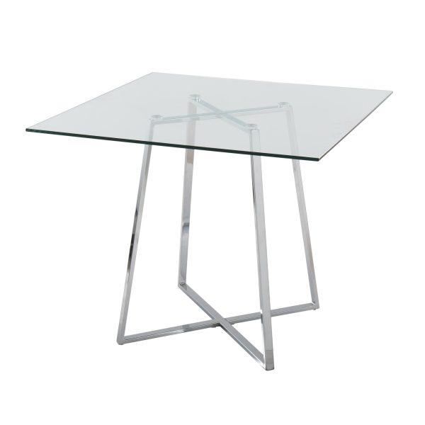 Cosmo Contemporary Square Chrome and Glass Dining Table 4