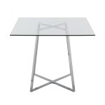 Cosmo Contemporary Square Chrome and Glass Dining Table 12 Cosmo Contemporary Square Chrome and Glass Dining Table