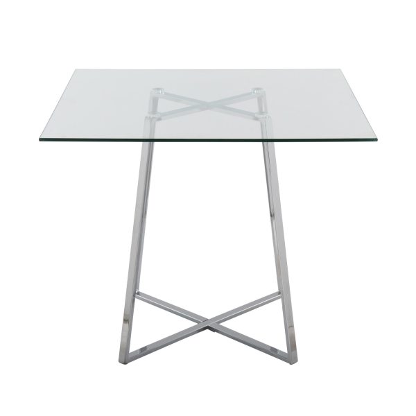 Cosmo Contemporary Square Chrome and Glass Dining Table 5