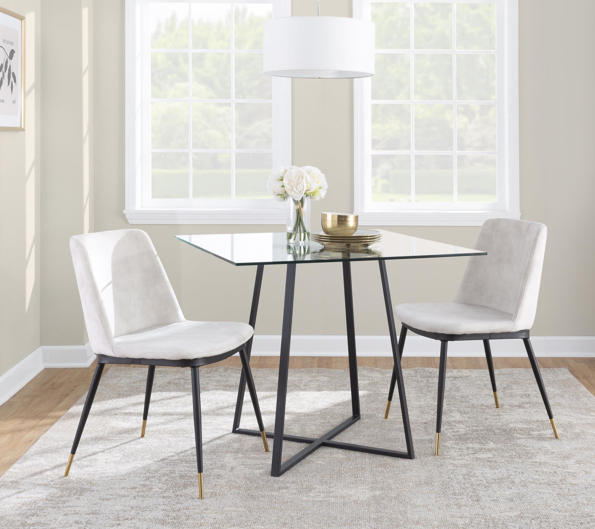 Cosmo Contemporary Square Glass Dining Table Black Metal Base 2 Cosmo Contemporary Square Glass Dining Table Black Metal Base - Image 2