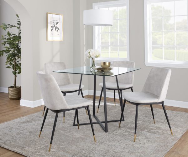 Cosmo Contemporary Square Glass Dining Table Black Metal Base 2