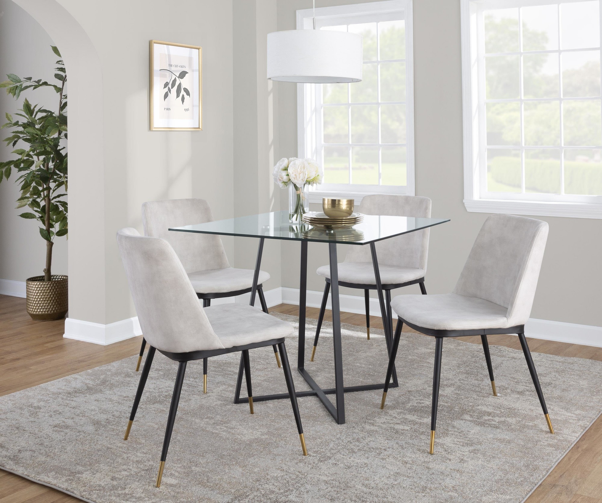 Cosmo Contemporary Square Glass Dining Table Black Metal Base 3 Cosmo Contemporary Square Glass Dining Table Black Metal Base - Image 3