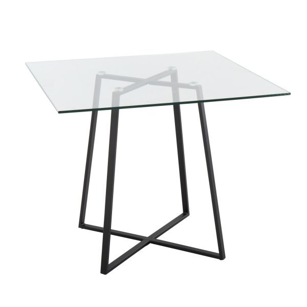 Cosmo Contemporary Square Glass Dining Table Black Metal Base 3