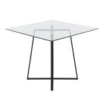 Cosmo Contemporary Square Glass Dining Table Black Metal Base 14 Cosmo Contemporary Square Glass Dining Table Black Metal Base