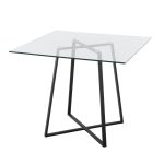 Cosmo Contemporary Square Glass Dining Table Black Metal Base 15 Cosmo Contemporary Square Glass Dining Table Black Metal Base