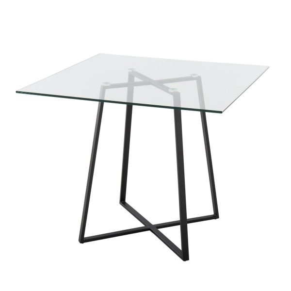Cosmo Contemporary Square Glass Dining Table Black Metal Base 5