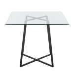 Cosmo Contemporary Square Glass Dining Table Black Metal Base 16 Cosmo Contemporary Square Glass Dining Table Black Metal Base