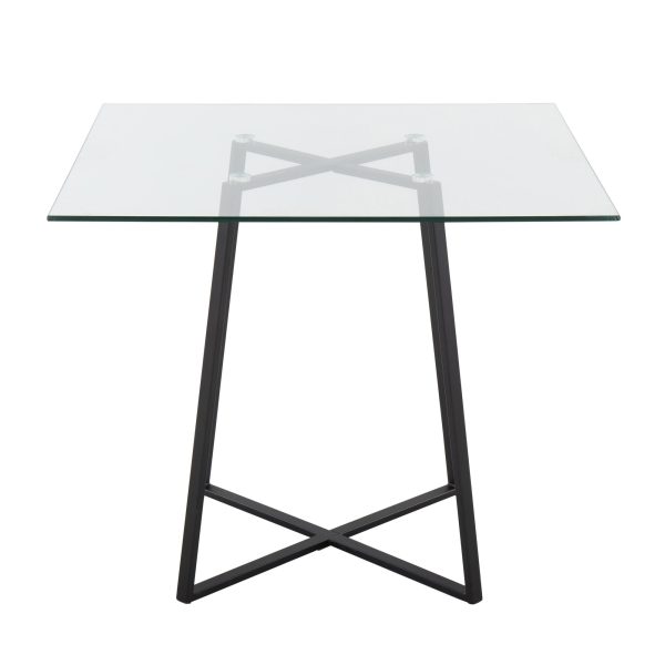 Cosmo Contemporary Square Glass Dining Table Black Metal Base 6