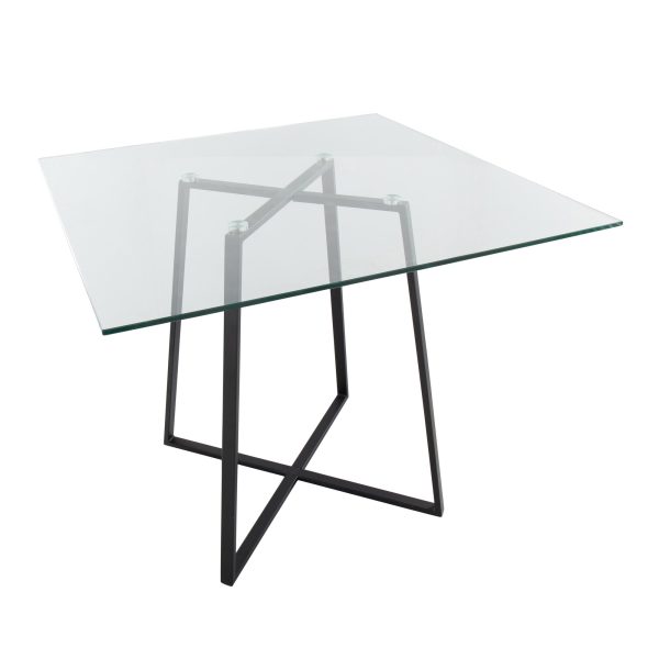 Cosmo Contemporary Square Glass Dining Table Black Metal Base 7