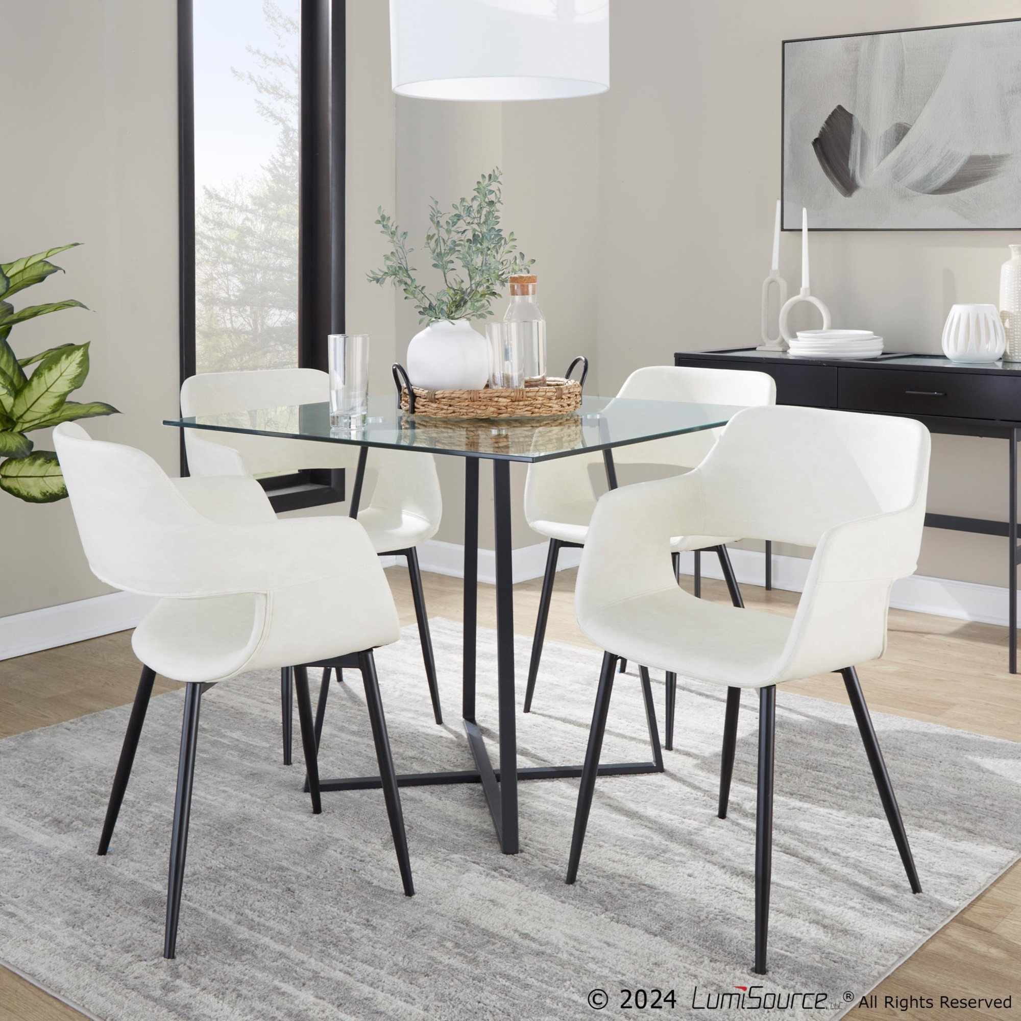 Cosmo Contemporary Square Glass Dining Table Black Metal Base 1 Cosmo Contemporary Square Glass Dining Table Black Metal Base