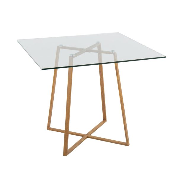 Cosmo Contemporary Square Glass Dining Table Natural Metal Base 1