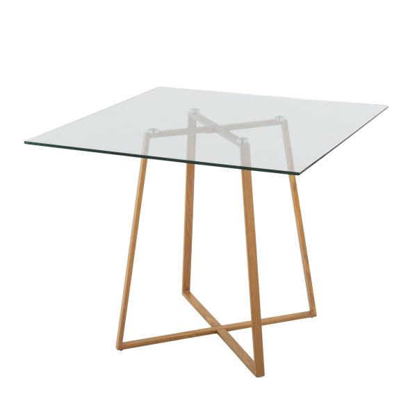 Cosmo Contemporary Square Glass Dining Table Natural Metal Base 3