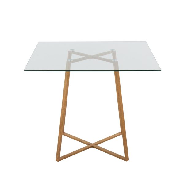 Cosmo Contemporary Square Glass Dining Table Natural Metal Base 4