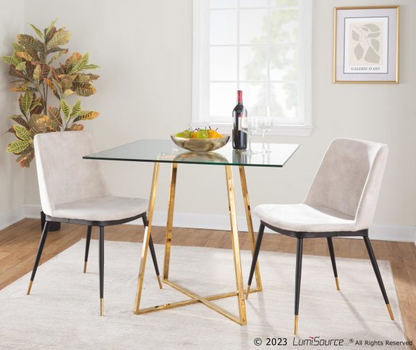 Cosmo Contemporary Square Gold and Glass Dining Table 1