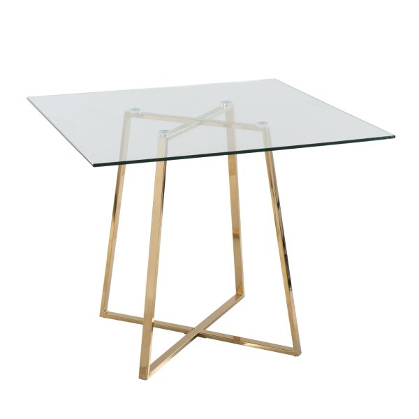 Cosmo Contemporary Square Gold and Glass Dining Table 3