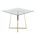Cosmo Contemporary Square Gold and Glass Dining Table 14 Cosmo Contemporary Square Gold and Glass Dining Table