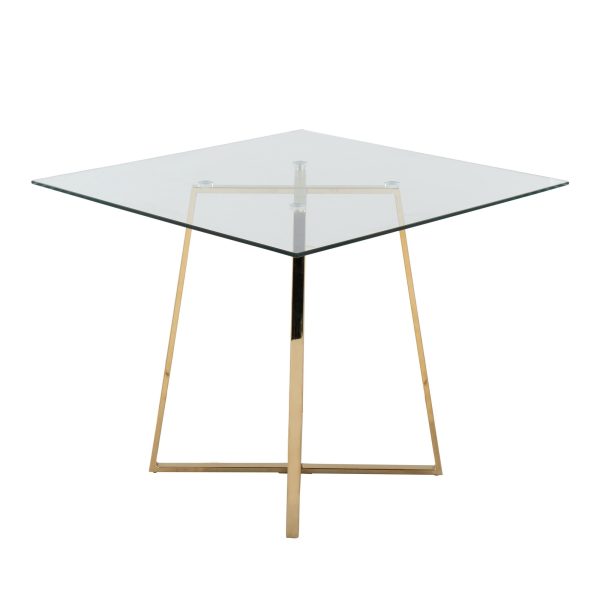 Cosmo Contemporary Square Gold and Glass Dining Table 4
