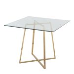 Cosmo Contemporary Square Gold and Glass Dining Table 15 Cosmo Contemporary Square Gold and Glass Dining Table