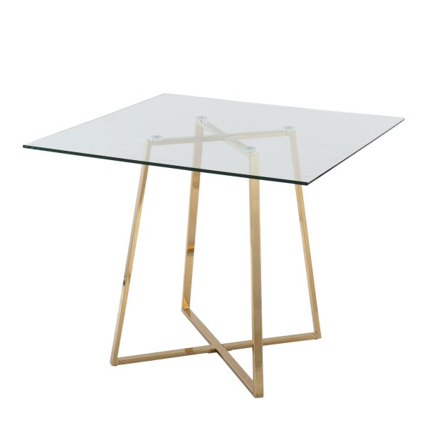 Cosmo Contemporary Square Gold and Glass Dining Table 5