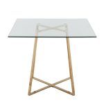 Cosmo Contemporary Square Gold and Glass Dining Table 16 Cosmo Contemporary Square Gold and Glass Dining Table