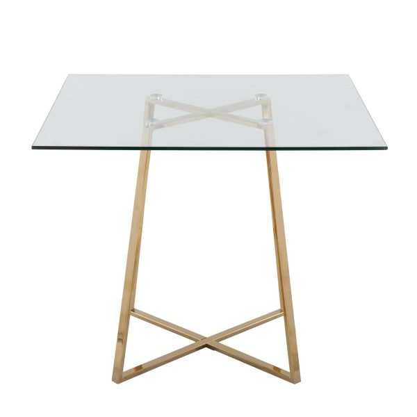 Cosmo Contemporary Square Gold and Glass Dining Table 6