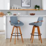 Cosmo Mid-Century 29-Inch Swivel Barstool Walnut Bamboo Grey 14 Cosmo Mid-Century 29-Inch Swivel Barstool Walnut Bamboo Grey