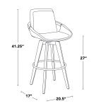 Cosmo Mid-Century 29-Inch Swivel Barstool Walnut Bamboo Grey 23 Cosmo Mid-Century 29-Inch Swivel Barstool Walnut Bamboo Grey