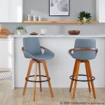 Cosmo Mid-Century 29-Inch Swivel Barstool Walnut Bamboo Grey 13 Cosmo Mid-Century 29-Inch Swivel Barstool Walnut Bamboo Grey