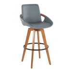 Cosmo Mid-Century 29-Inch Swivel Barstool Walnut Bamboo Grey 17 Cosmo Mid-Century 29-Inch Swivel Barstool Walnut Bamboo Grey