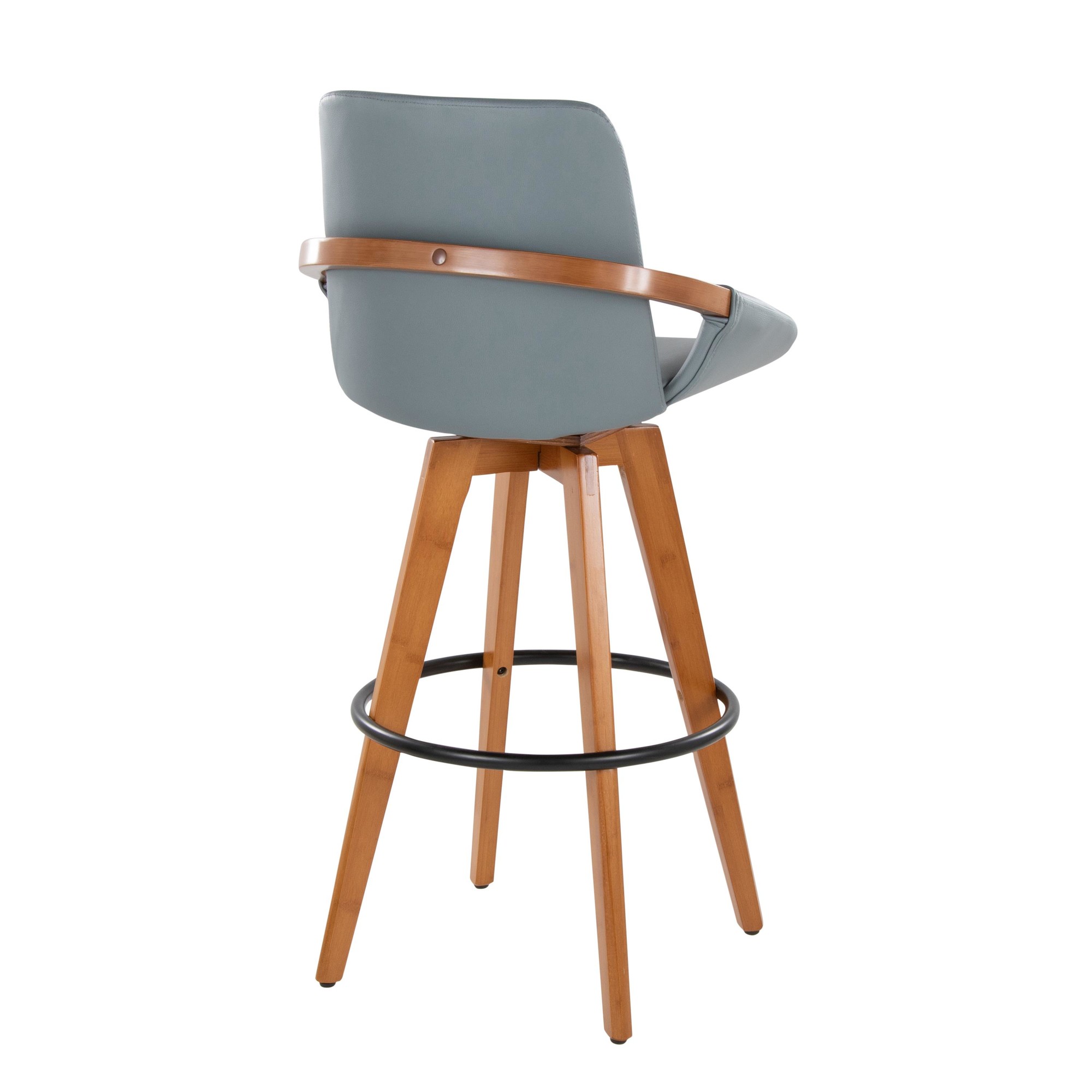 Cosmo Mid-Century 29-Inch Swivel Barstool Walnut Bamboo Grey 7 Cosmo Mid-Century 29-Inch Swivel Barstool Walnut Bamboo Grey - Image 7