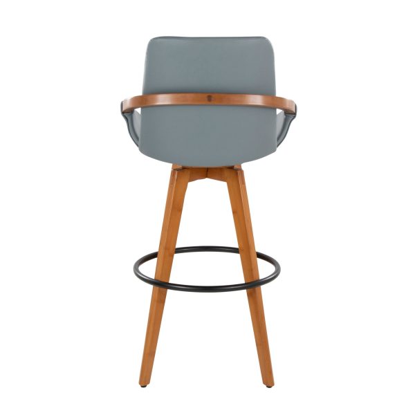 Cosmo Mid Century 29 Inch Swivel Barstool Walnut Bamboo Grey 7