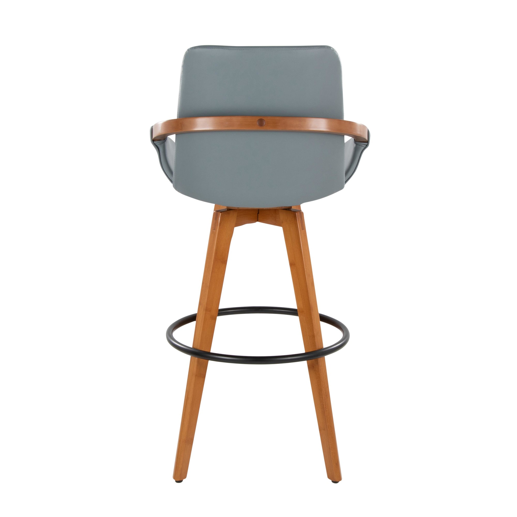 Cosmo Mid-Century 29-Inch Swivel Barstool Walnut Bamboo Grey 8 Cosmo Mid-Century 29-Inch Swivel Barstool Walnut Bamboo Grey - Image 8