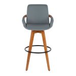 Cosmo Mid-Century 29-Inch Swivel Barstool Walnut Bamboo Grey 21 Cosmo Mid-Century 29-Inch Swivel Barstool Walnut Bamboo Grey