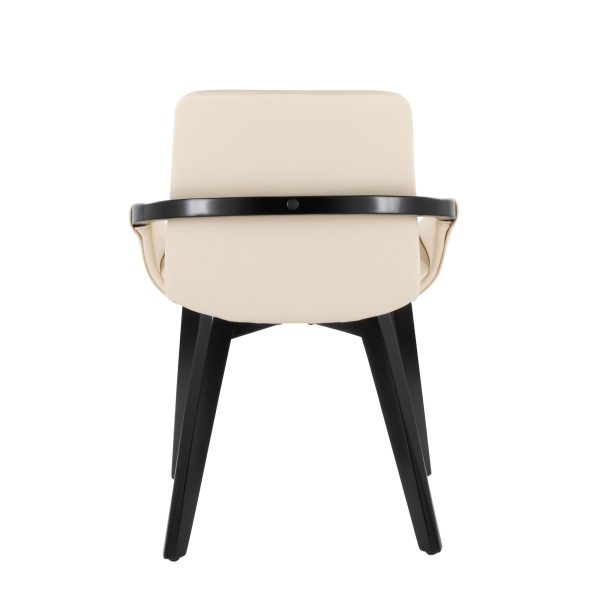 Cosmo Mid Century Black Bamboo Cream Faux Leather Accent Chair 5