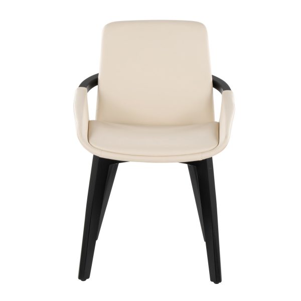 Cosmo Mid Century Black Bamboo Cream Faux Leather Accent Chair 6