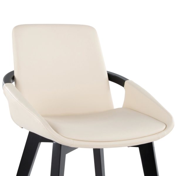 Cosmo Mid Century Black Bamboo Cream Faux Leather Accent Chair 7