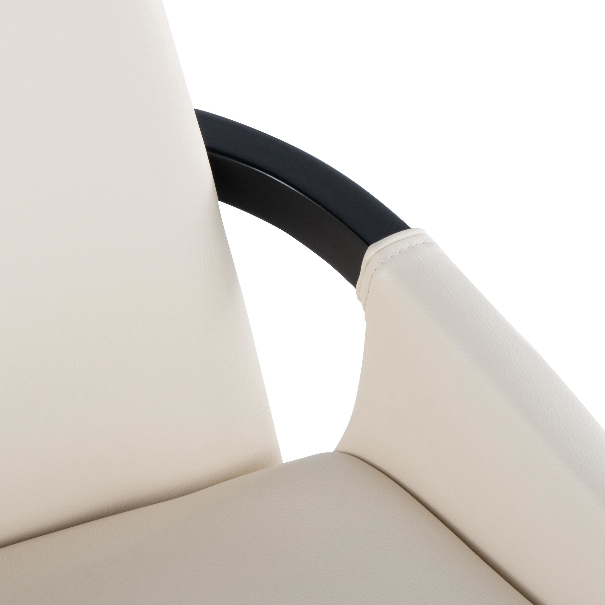 Cosmo Mid-Century Black Bamboo Cream Faux Leather Accent Chair 9 Cosmo Mid-Century Black Bamboo Cream Faux Leather Accent Chair - Image 9