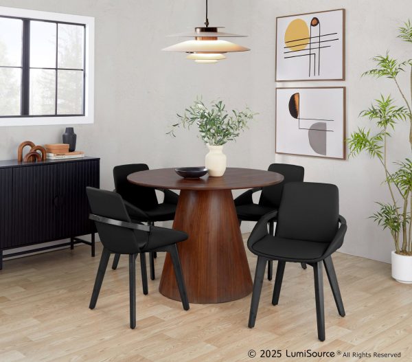 Cosmo Mid Century Black Faux Leather Accent Chair Black Bamboo 1