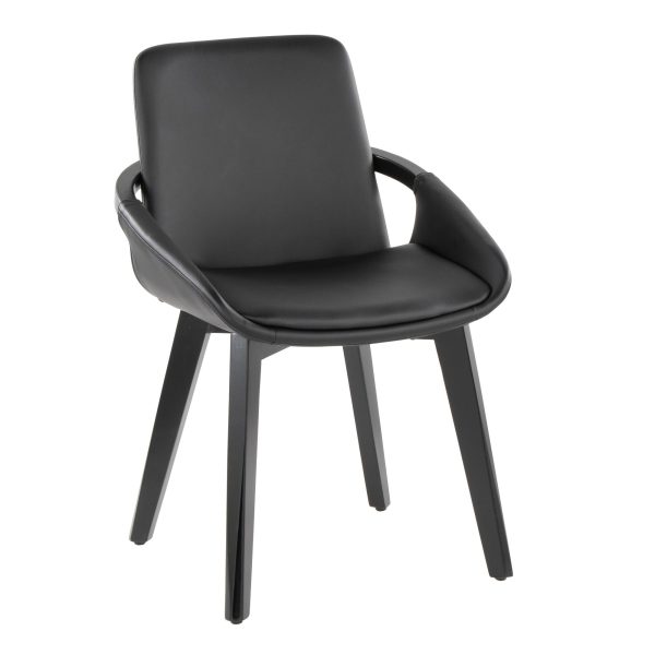 Cosmo Mid Century Black Faux Leather Accent Chair Black Bamboo 2