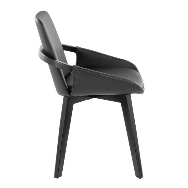 Cosmo Mid Century Black Faux Leather Accent Chair Black Bamboo 3
