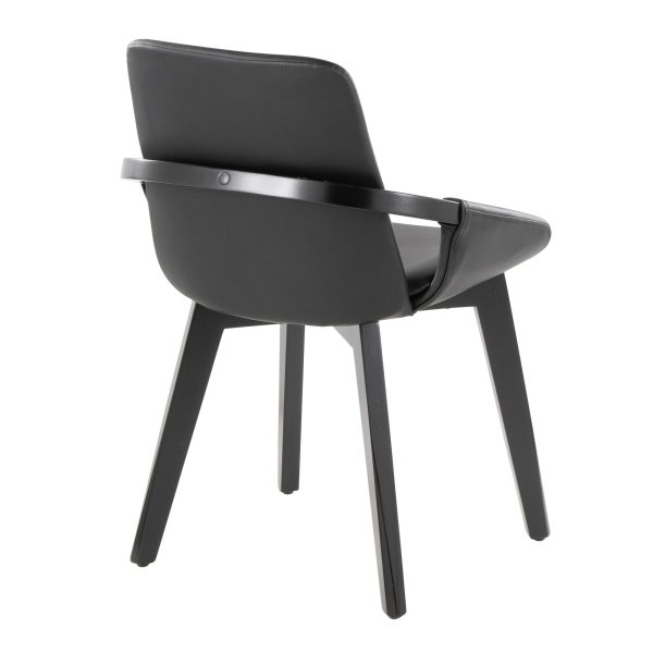Cosmo Mid Century Black Faux Leather Accent Chair Black Bamboo 4