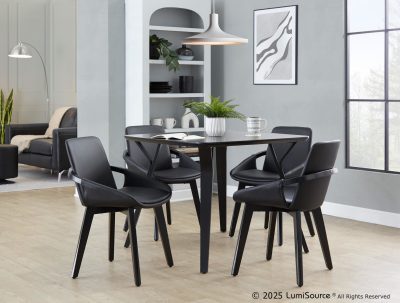 Cosmo Mid-Century Black Faux Leather Accent Chair Black Bamboo