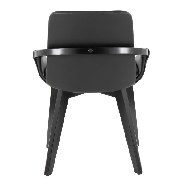 Cosmo Mid Century Black Faux Leather Accent Chair Black Bamboo 5