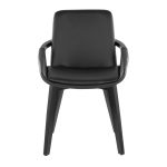 Cosmo Mid-Century Black Faux Leather Accent Chair Black Bamboo 18 Cosmo Mid-Century Black Faux Leather Accent Chair Black Bamboo