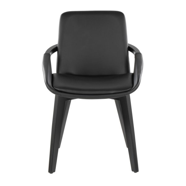 Cosmo Mid Century Black Faux Leather Accent Chair Black Bamboo 6