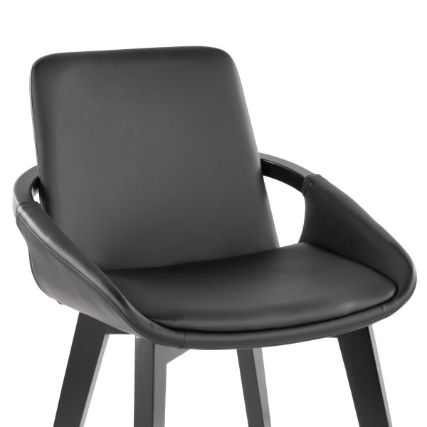 Cosmo Mid Century Black Faux Leather Accent Chair Black Bamboo 7