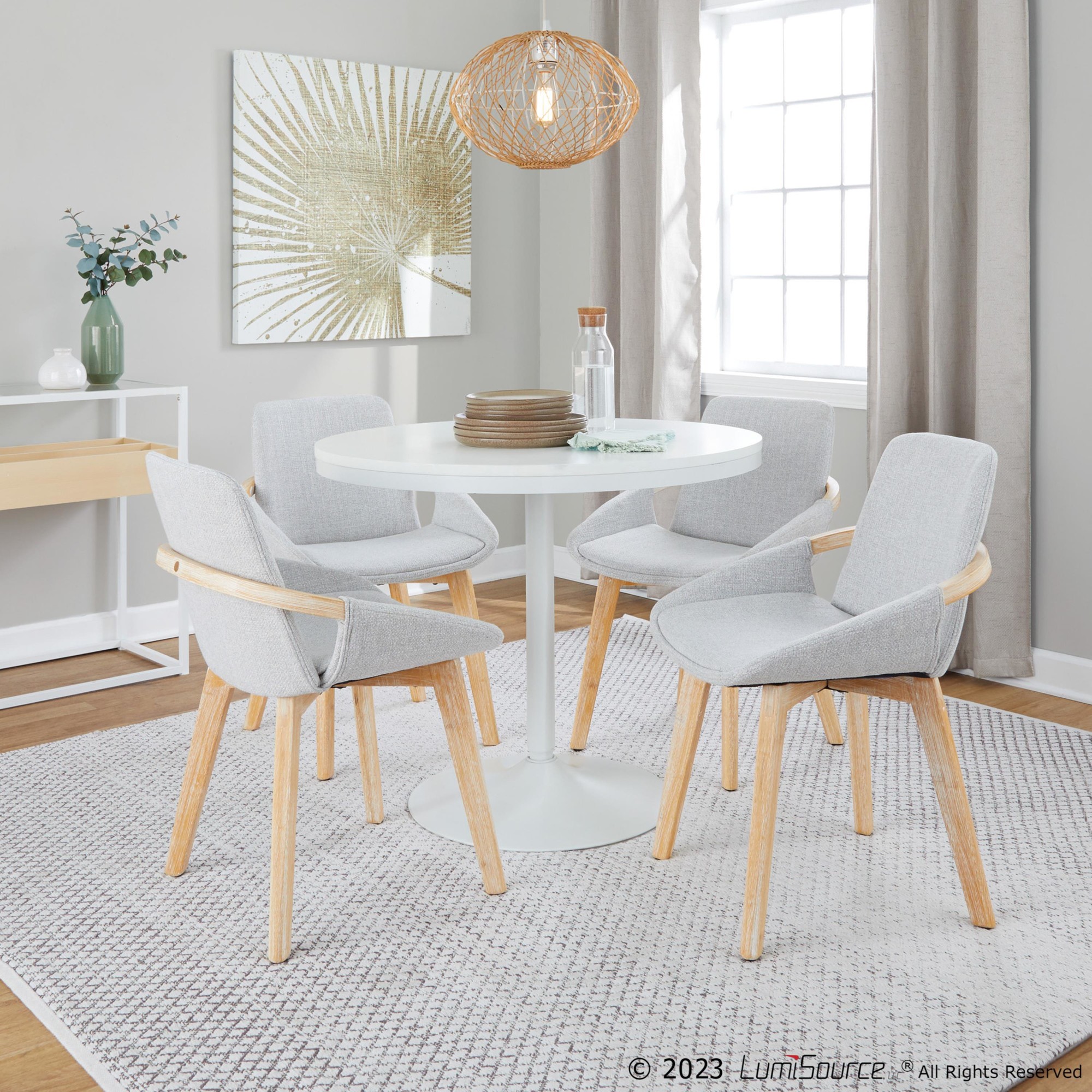 Cosmo Mid-Century Modern Bamboo and Grey Chair 4 Cosmo Mid-Century Modern Bamboo and Grey Chair - Image 4