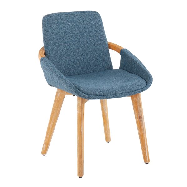 Cosmo Mid Century Modern Blue Fabric Accent Chair Bamboo Frame 2