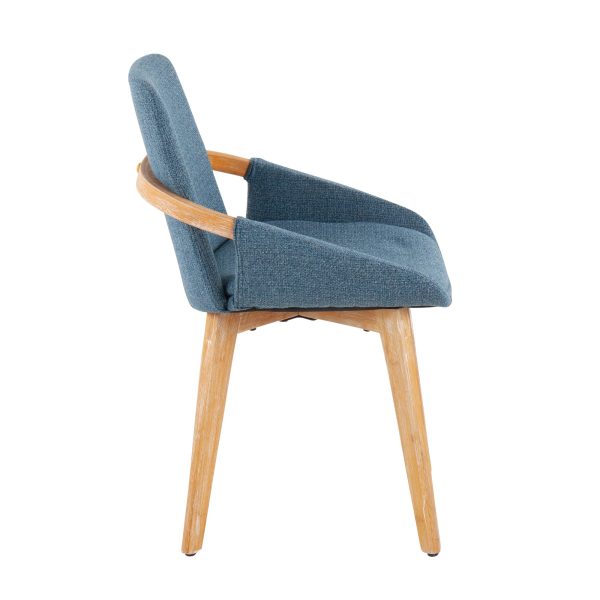 Cosmo Mid Century Modern Blue Fabric Accent Chair Bamboo Frame 3