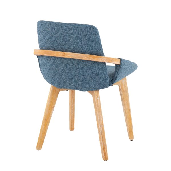 Cosmo Mid Century Modern Blue Fabric Accent Chair Bamboo Frame 4